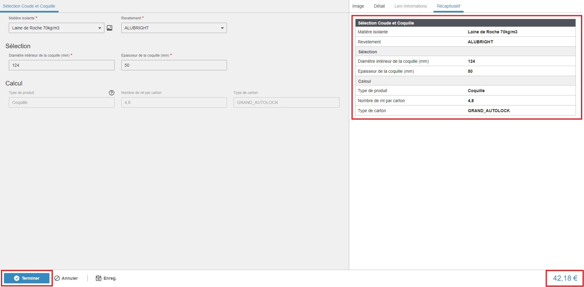 Configurateur produit validation