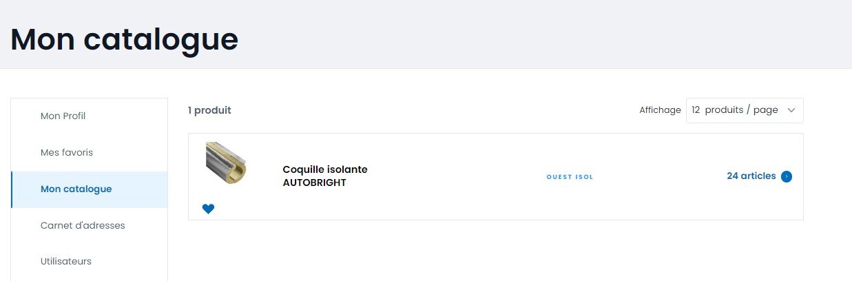 Mon catalogue page Mon compte